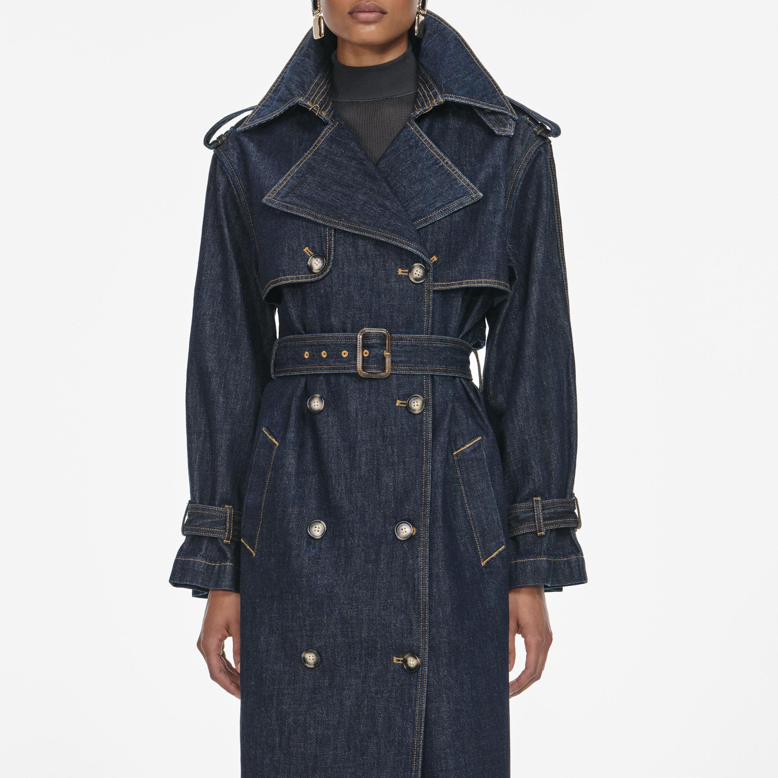Indigo Denim Trench Coat Product Image