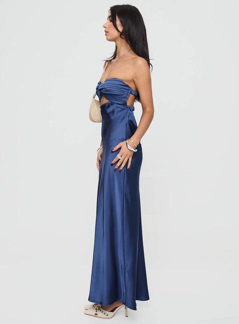 Faviola Strapless Maxi Dress Blue Product Image