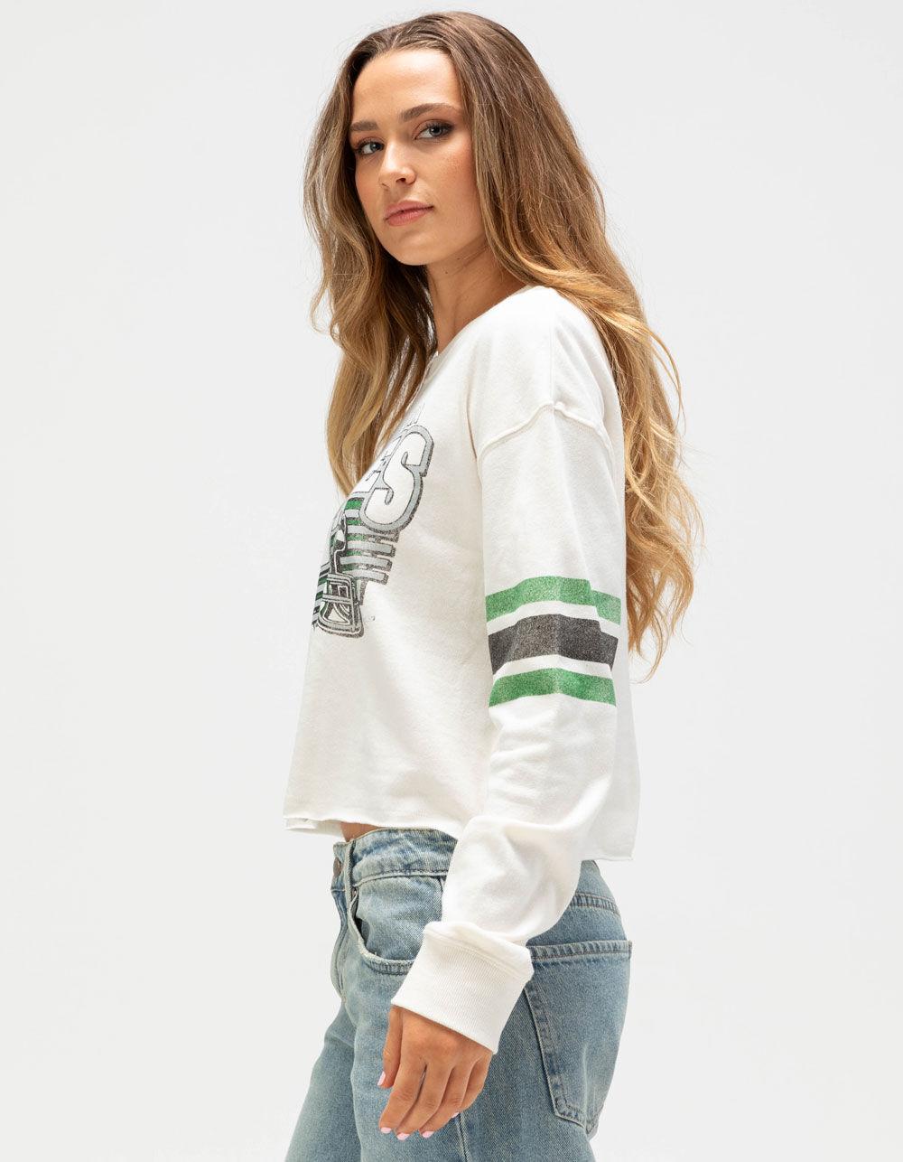 JUNK FOOD Philadelphia Eagles Kickoff Womens Crop Crewneck Sweatshirt - WHITE Product Image