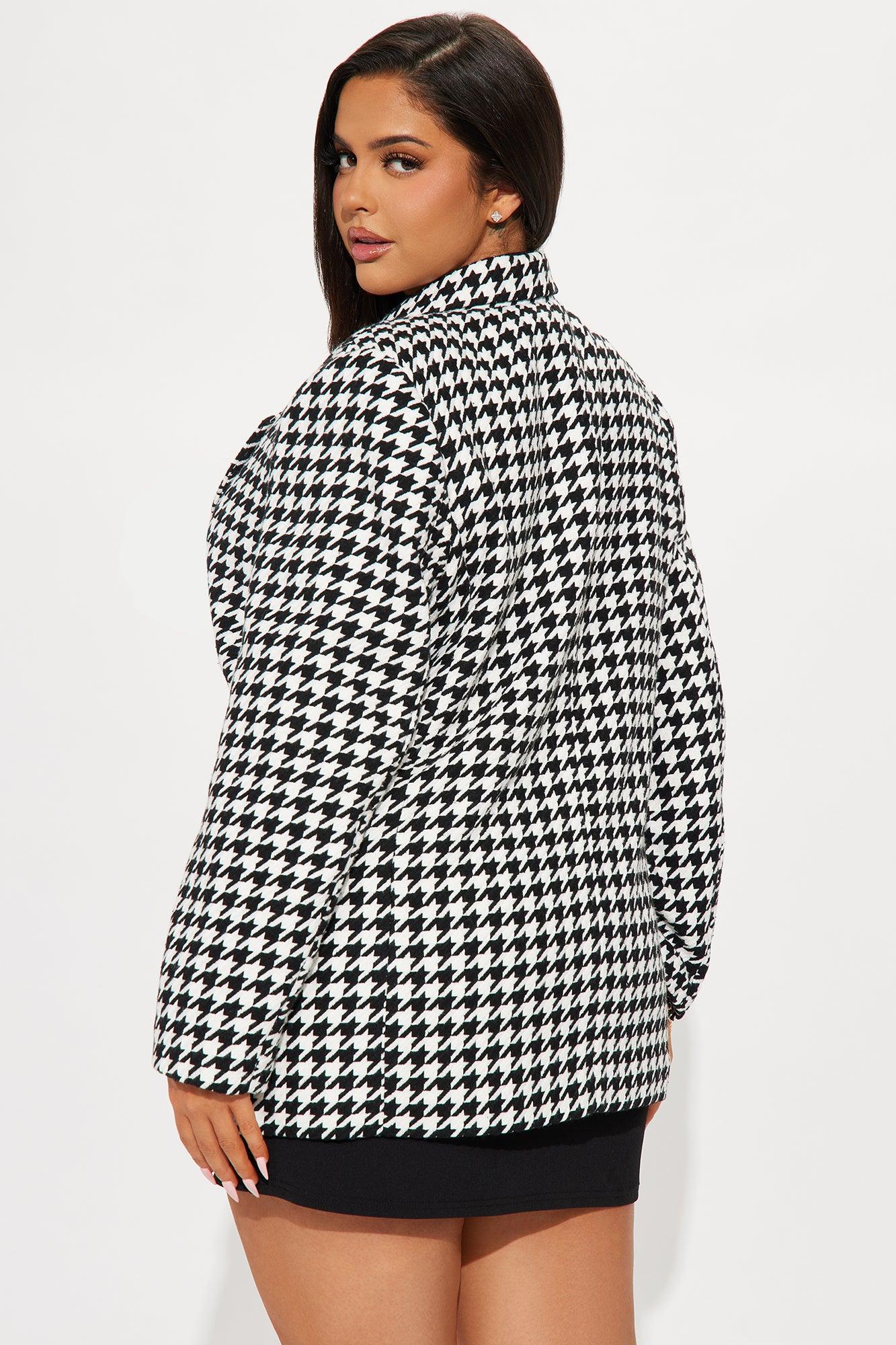 Not So Polite Houndstooth Blazer - Black/White Product Image