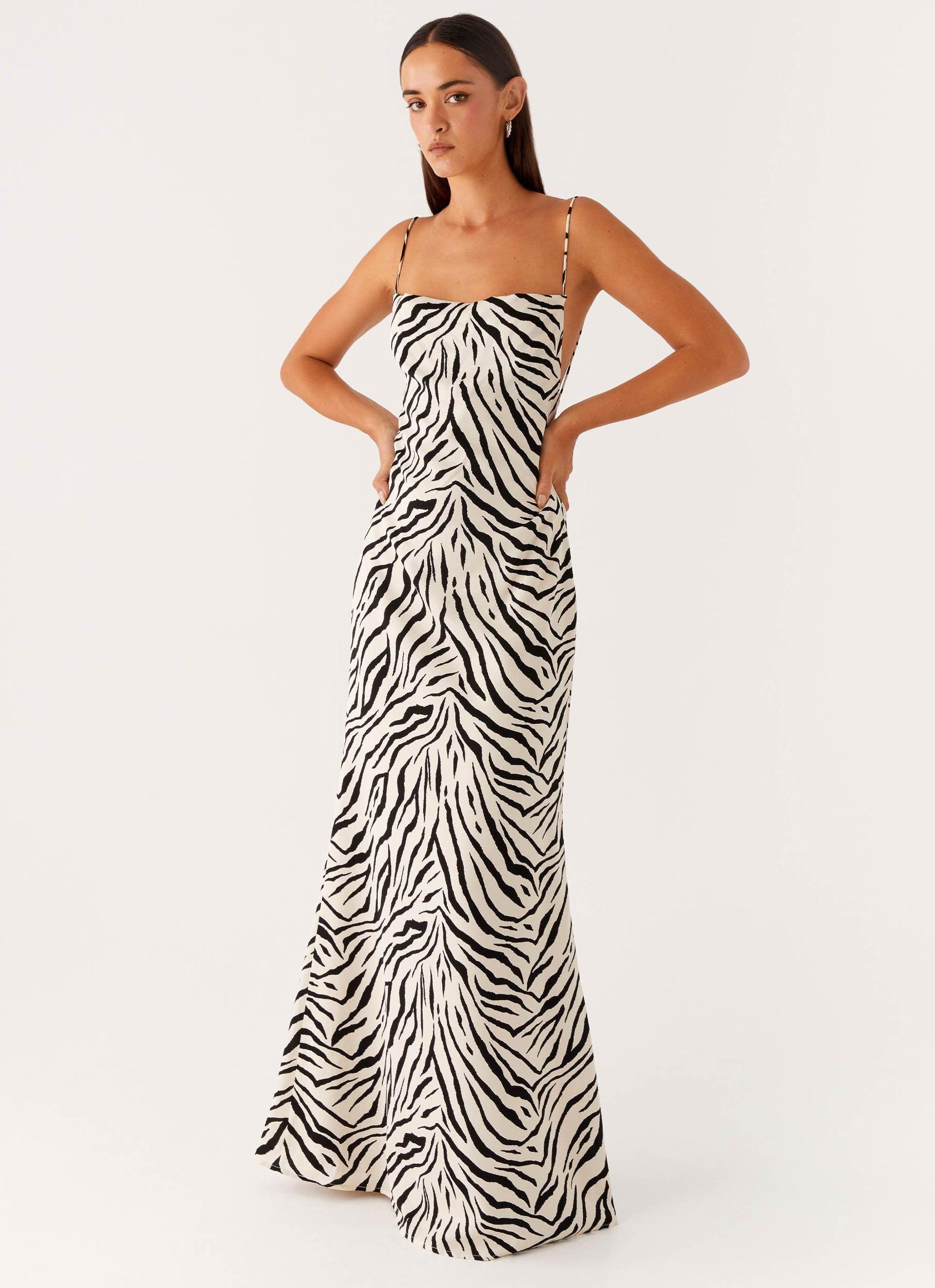 Gianni Cowl Maxi Dress - Zebra Product Image