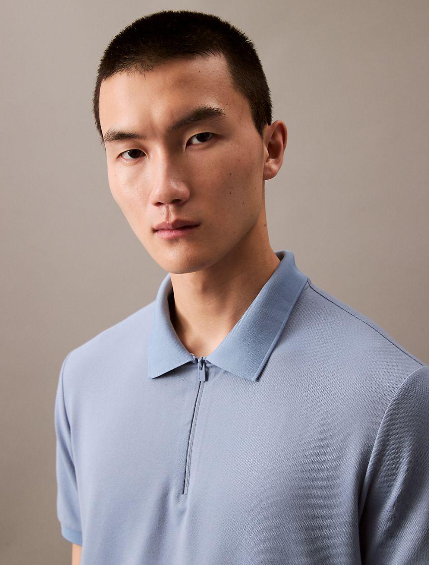 Tech Pique Zip Polo Shirt Product Image