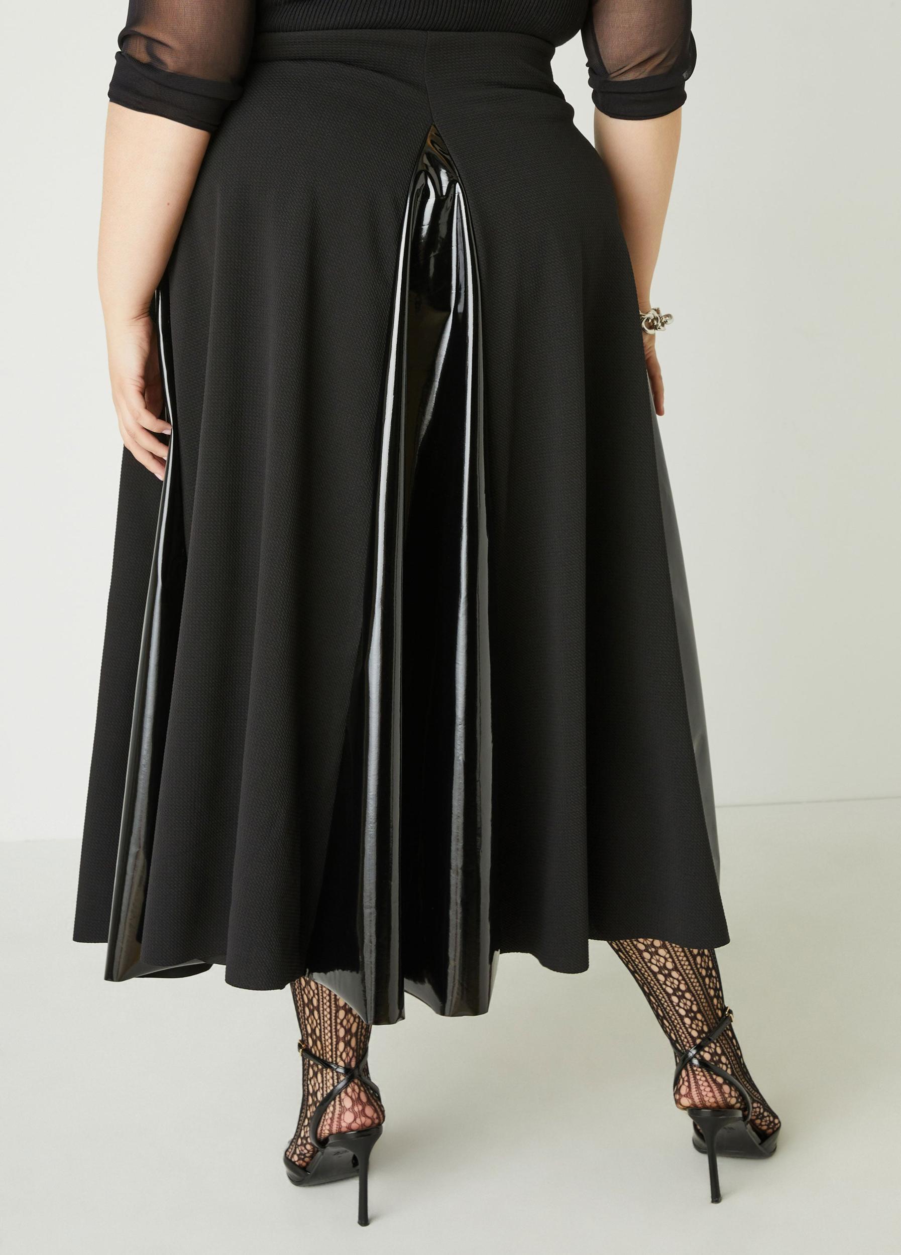 Faux Patent Leather Paneled Skirt Product Image