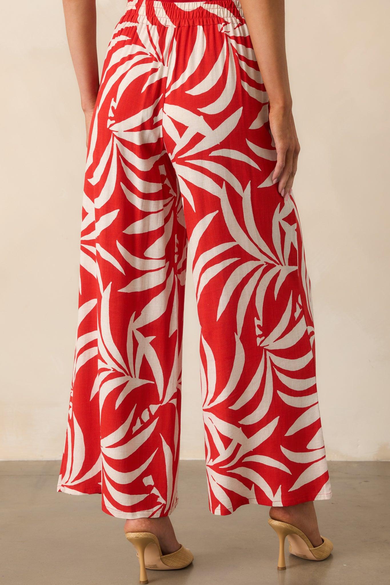 Z Supply Red Tropical Print Dante Linen Blend Pants Product Image