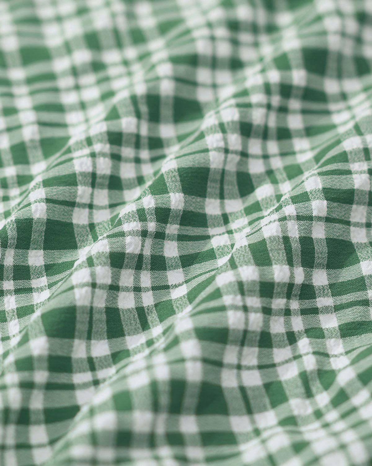 Green Contrast Plaid Wrinkled Bikini Set Product Image