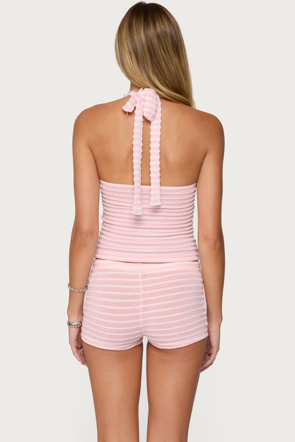 Lovina Textured Striped Halter Top Product Image