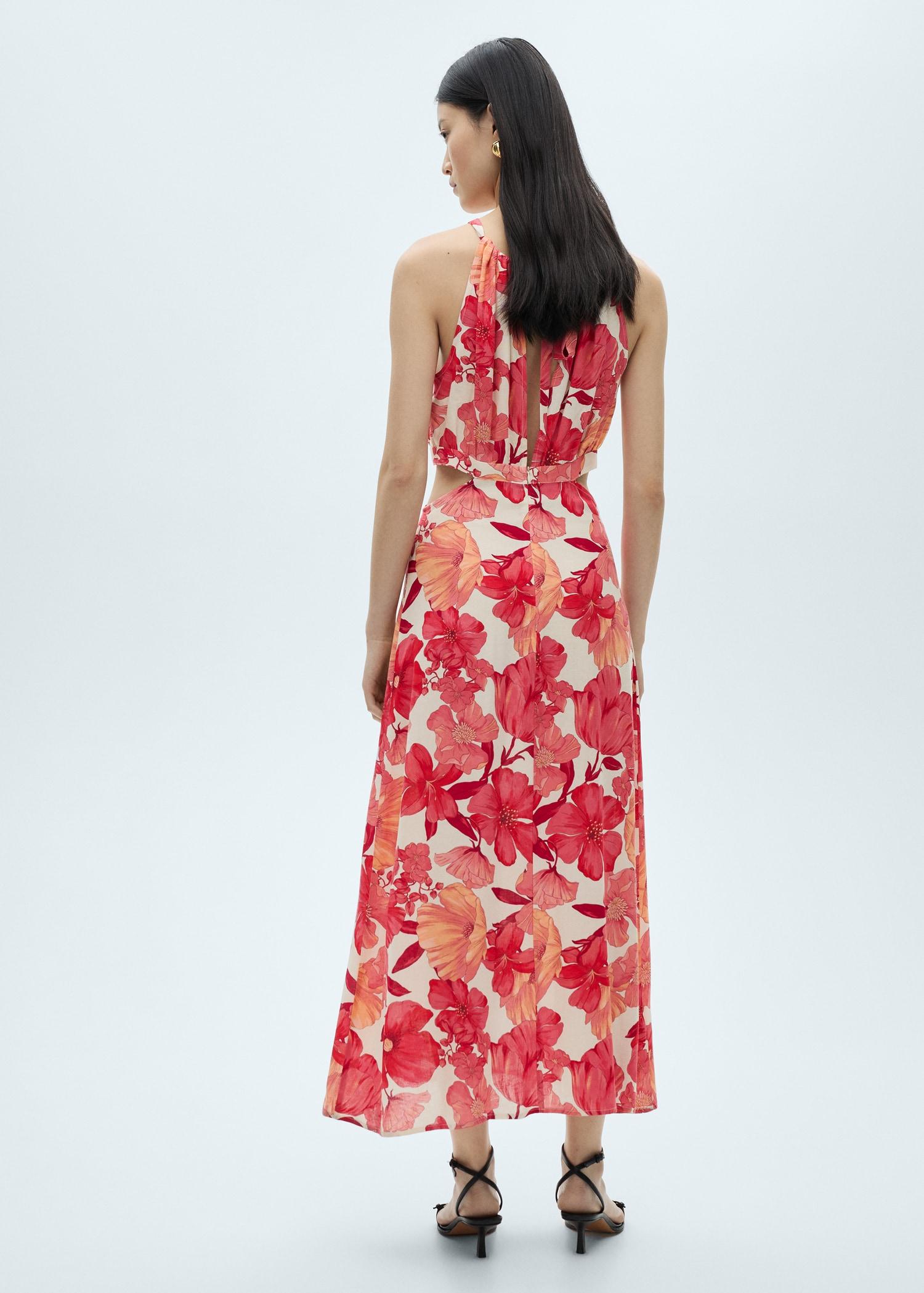 Floral dress with openings - Women | MANGO USA Product Image