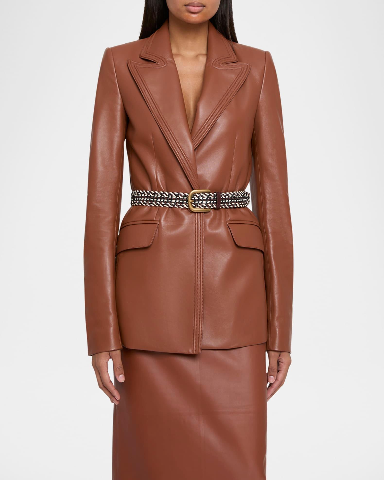 Isara Leather Single-Breasted Blazer Product Image