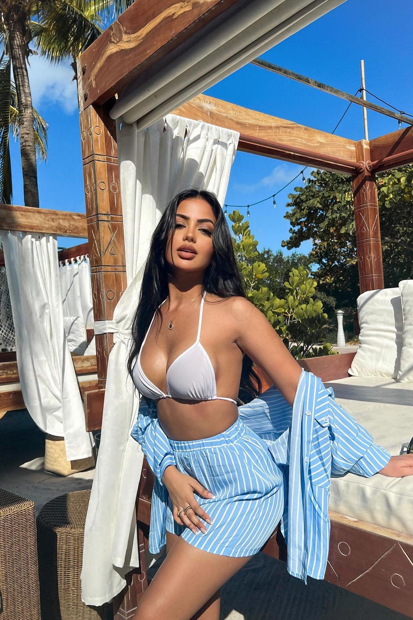 Sara Striped Short Set - Blue Product Image