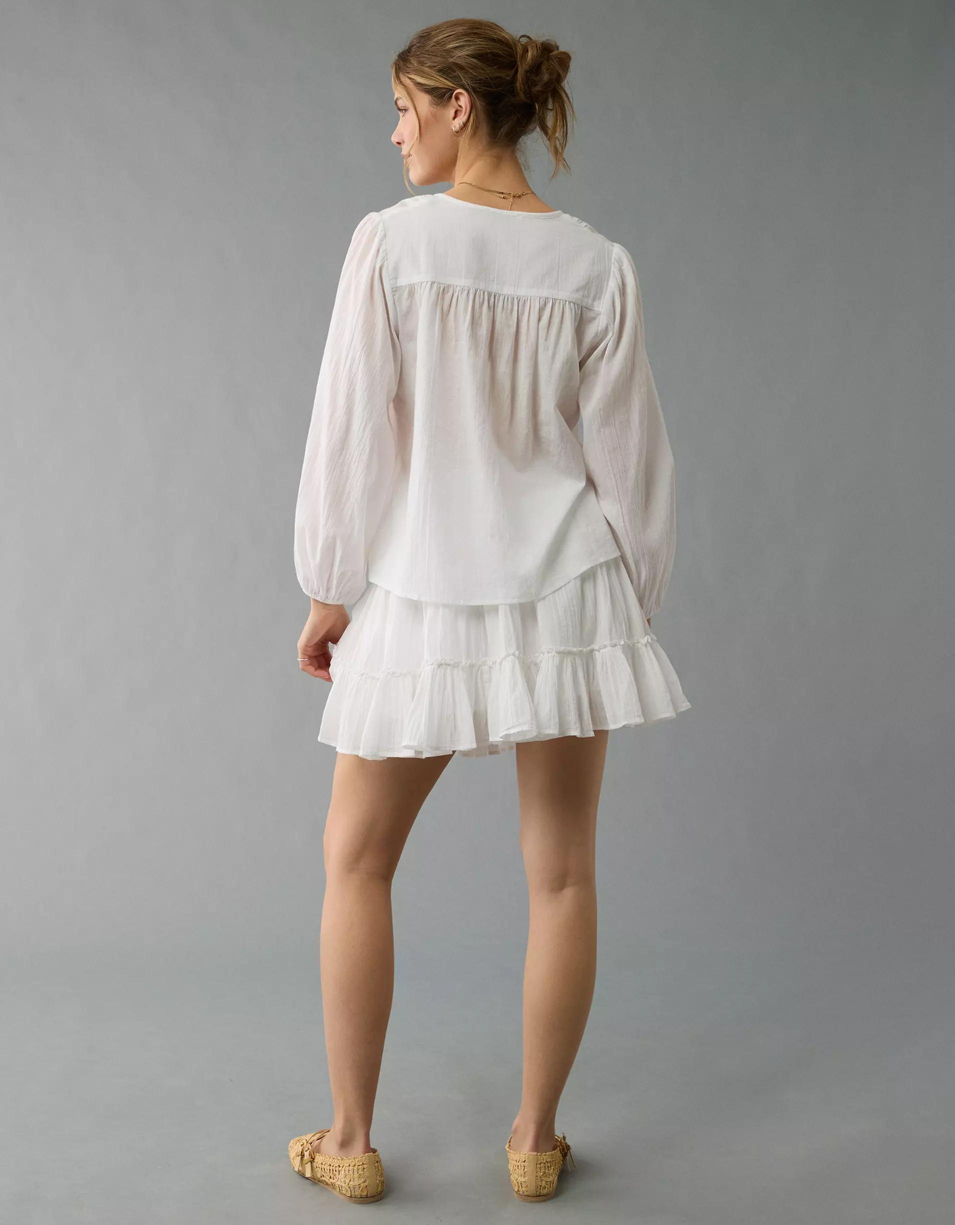 AE High-Waisted Tiered Mini Skirt Product Image