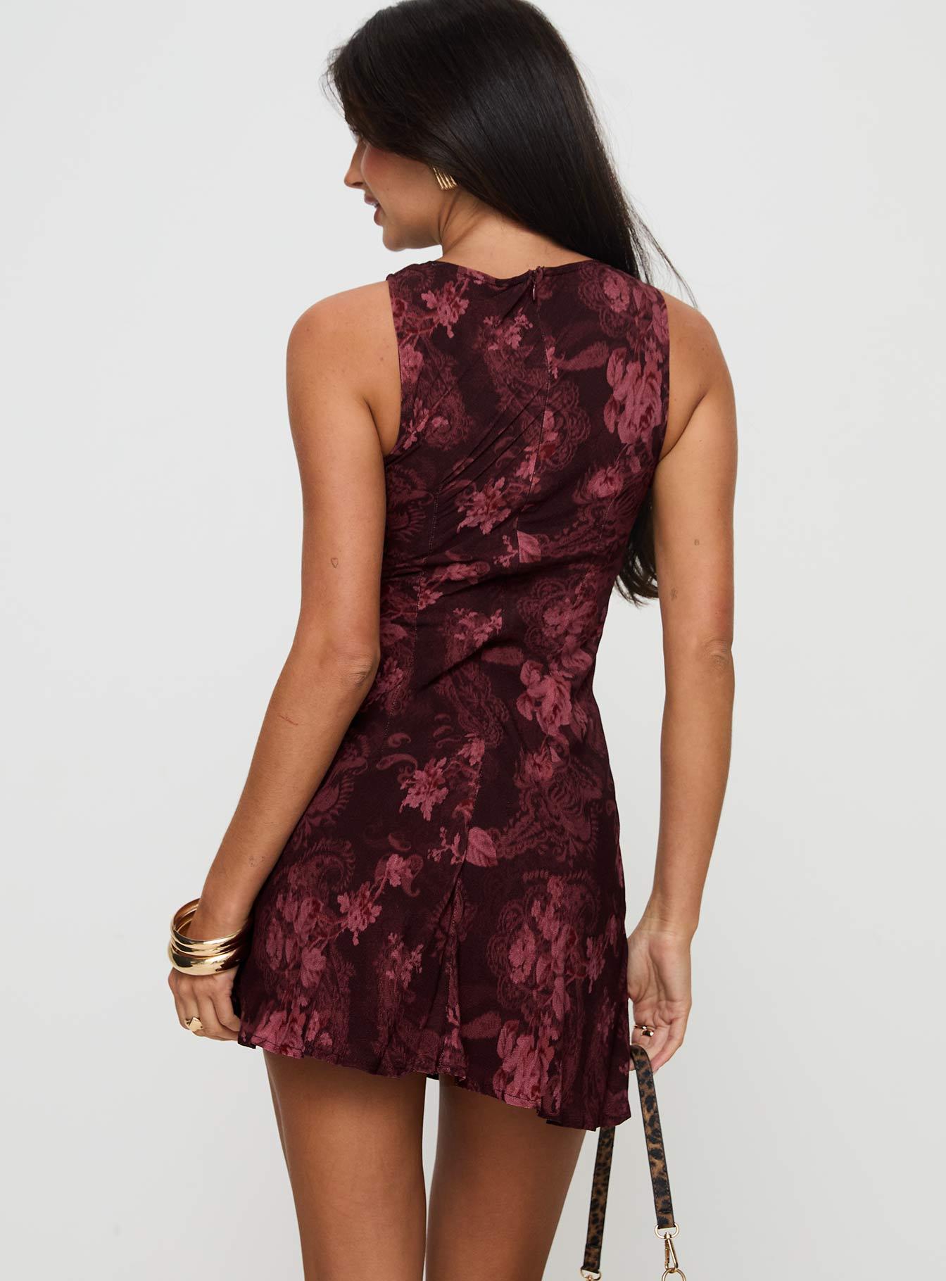 Vivre Mini Dress Burgundy Paisley Product Image