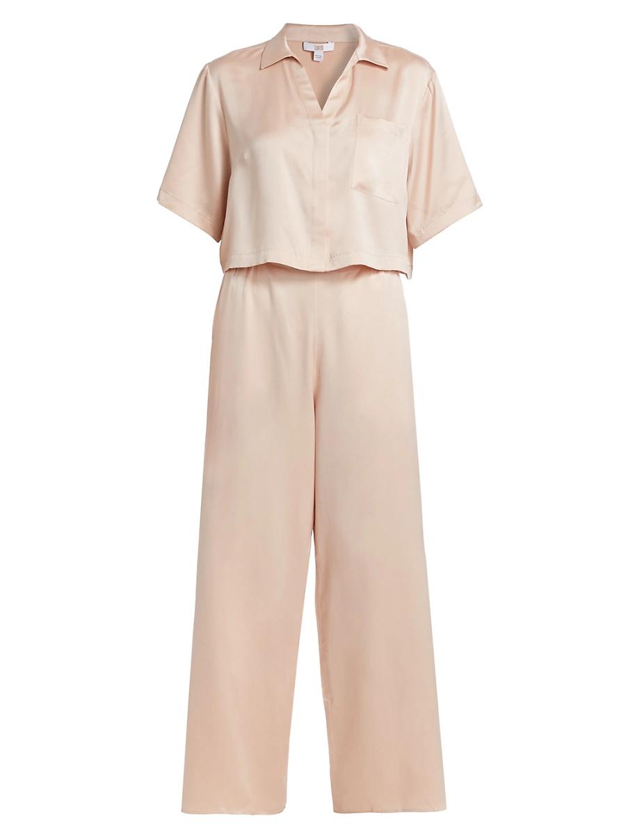 Womens Washable Silk High-Rise Pants 2-Piece Pajama Set Product Image