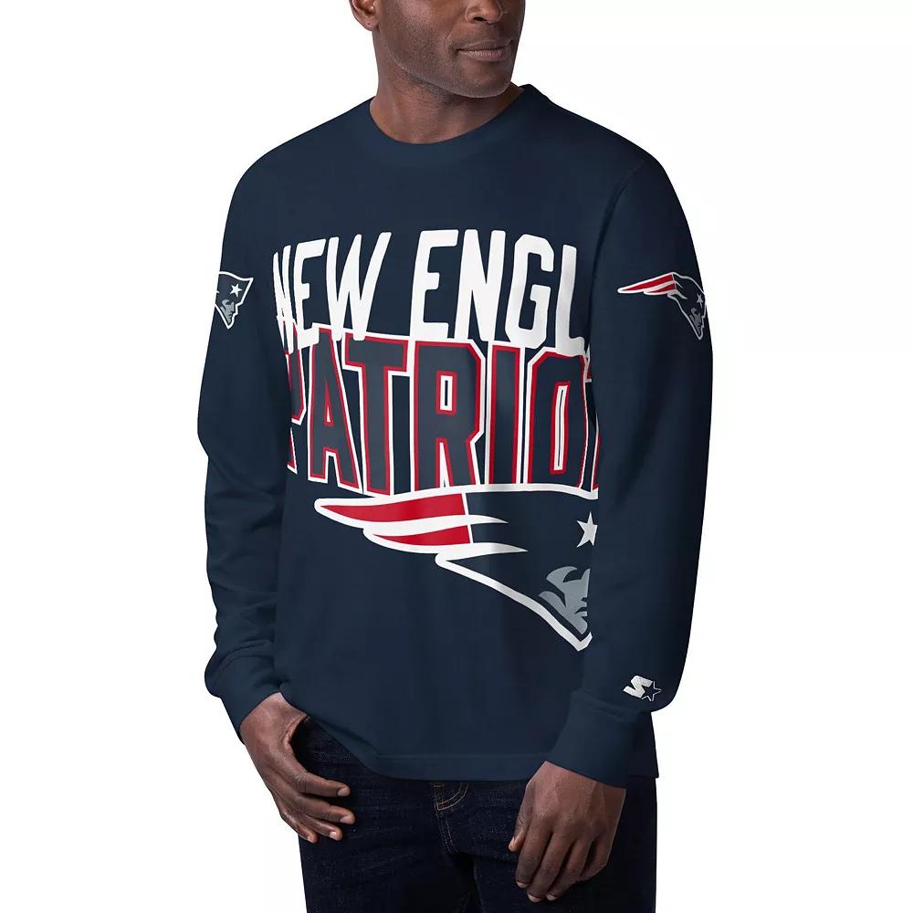 Men's Starter Navy New England Patriots Clutch Hit Long Sleeve T-Shirt,  Product Image
