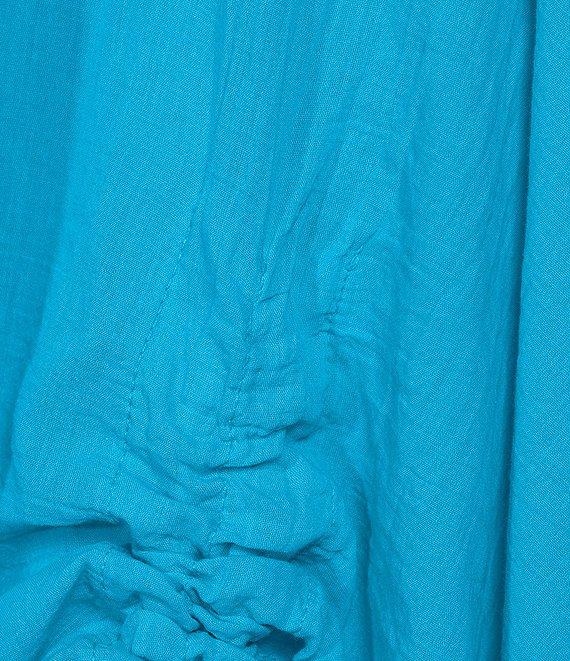 M Made in Italy Cotton Gauze V-Neck Sleeveless Layered Ruched Drawstring Midi A-Line Dress Product Image