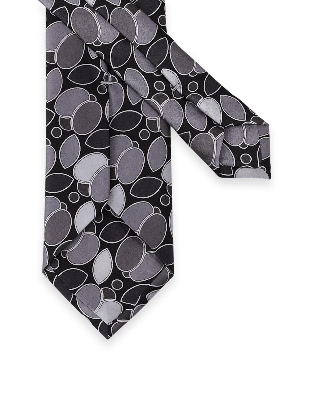 Medallion Printed Italian Silk Tie - Black Product Image