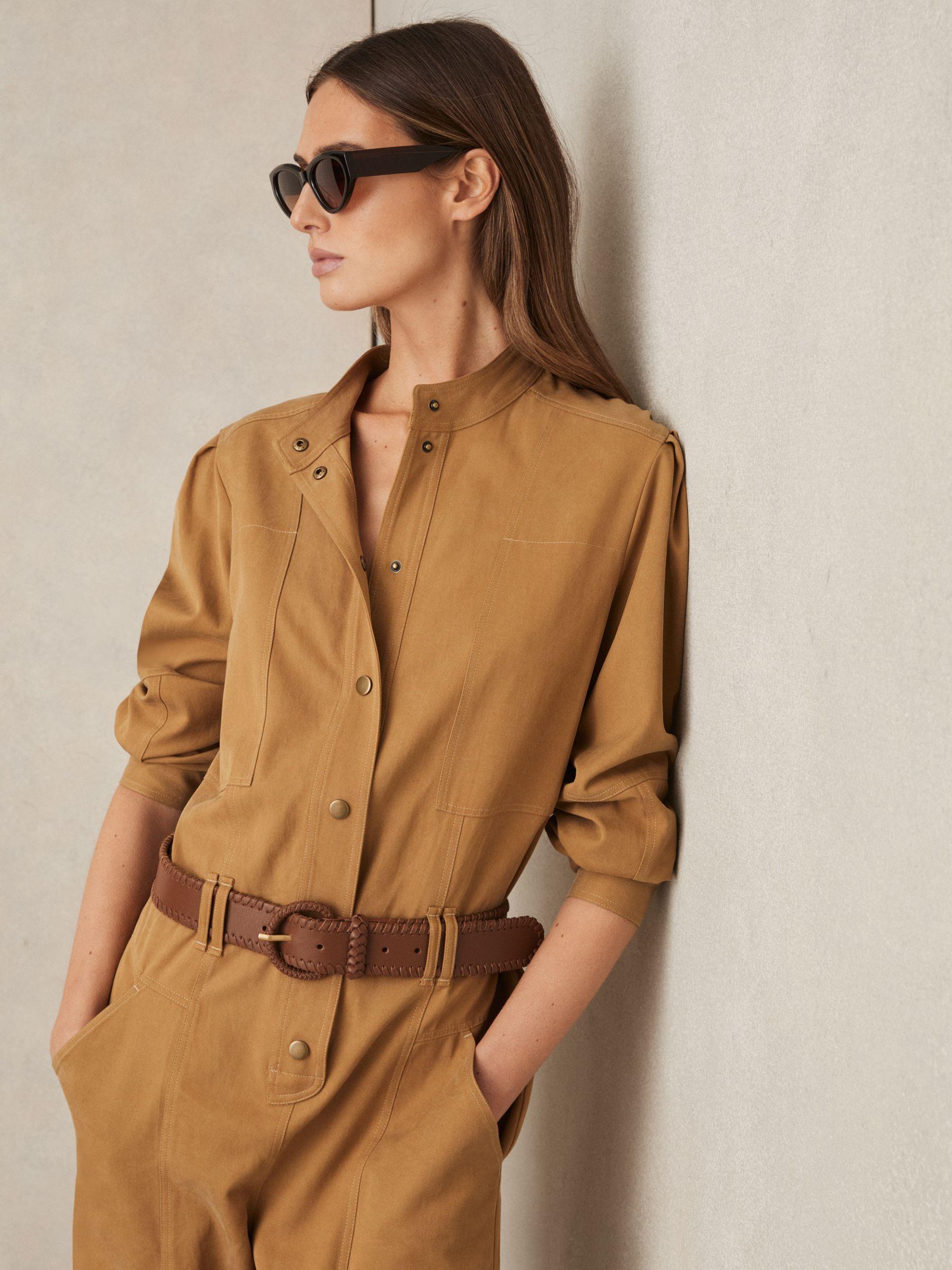 Leather Whipstitch Belt in Tan Product Image