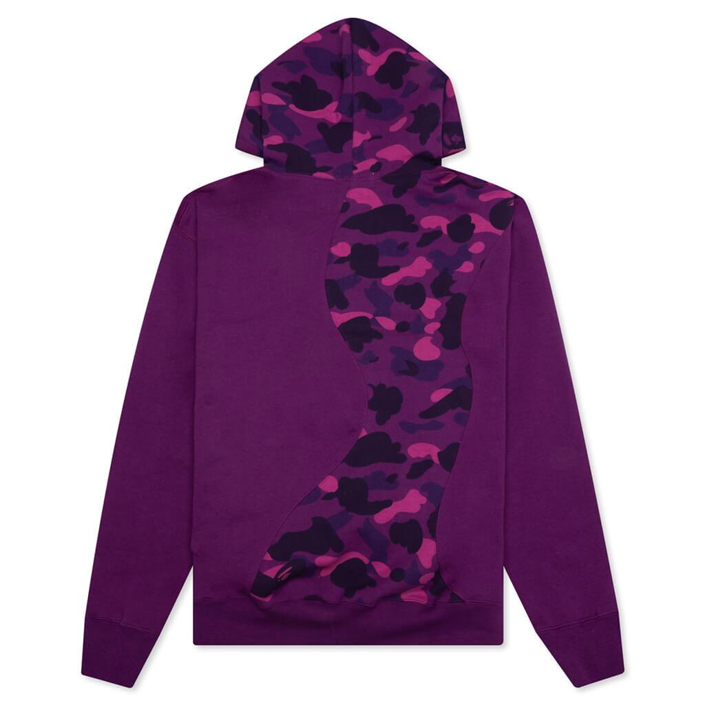 Color Camo College Cutting Relaxed Fit Hoodie - Purple Male Product Image