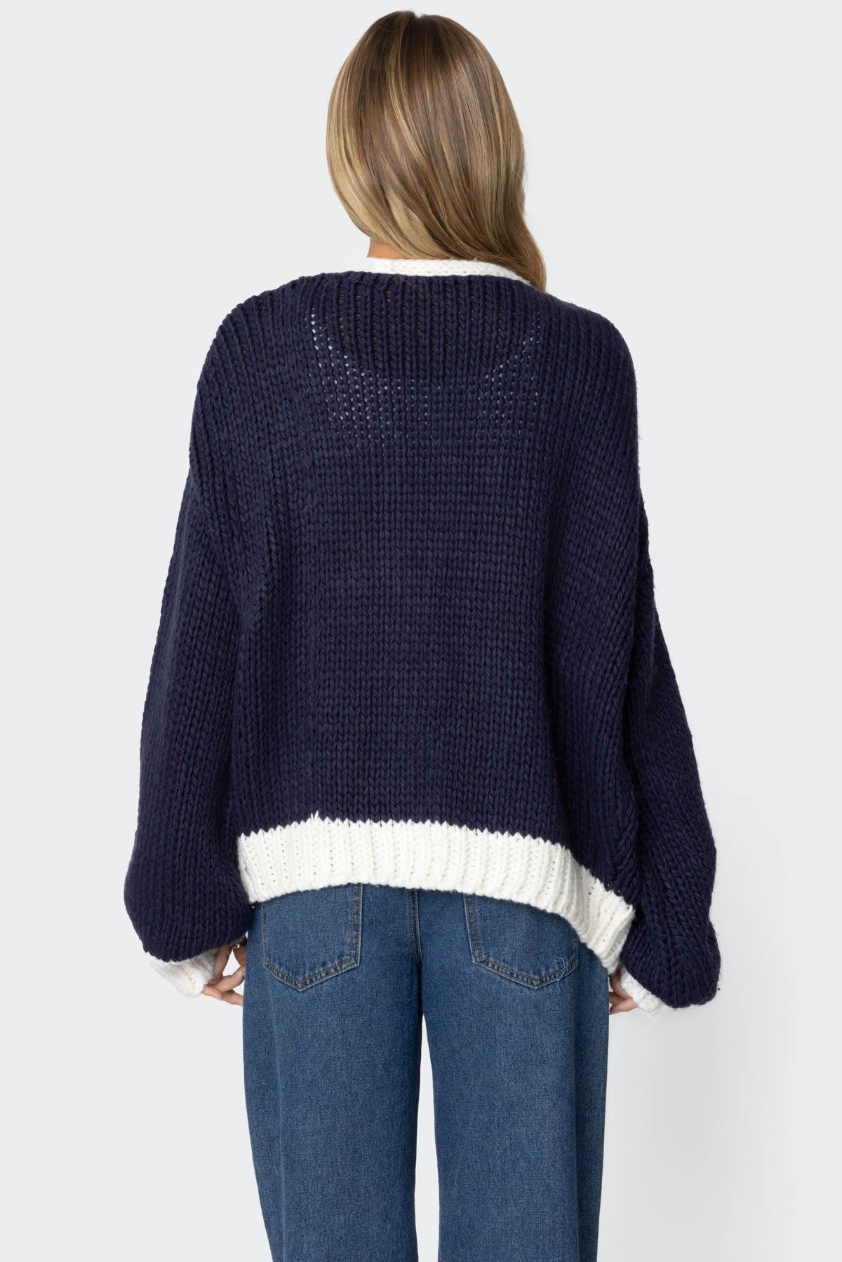 Contrast Chunky Knit Cardigan Product Image