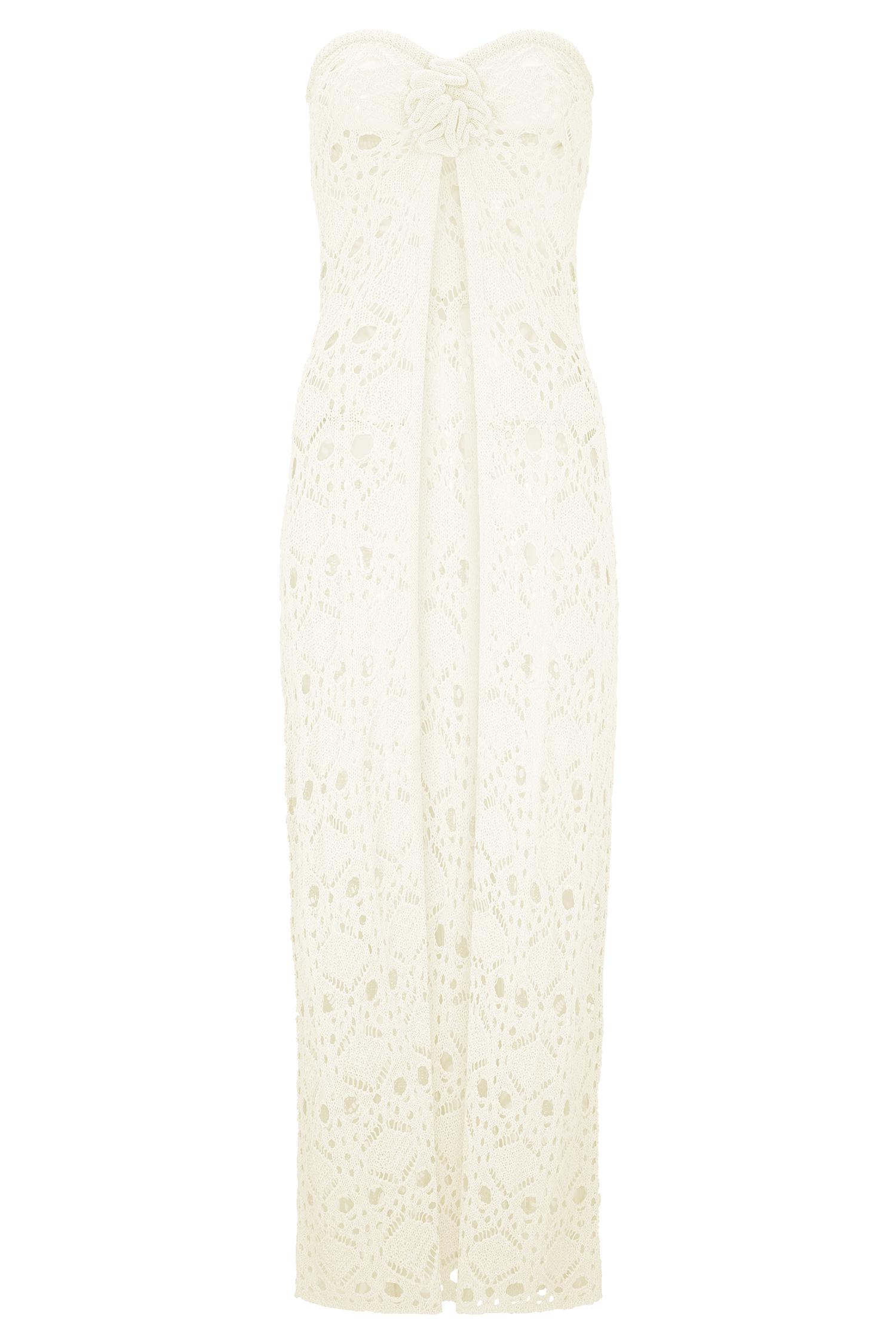Aeline Strapless Crochet Knit Top - Ivory Product Image