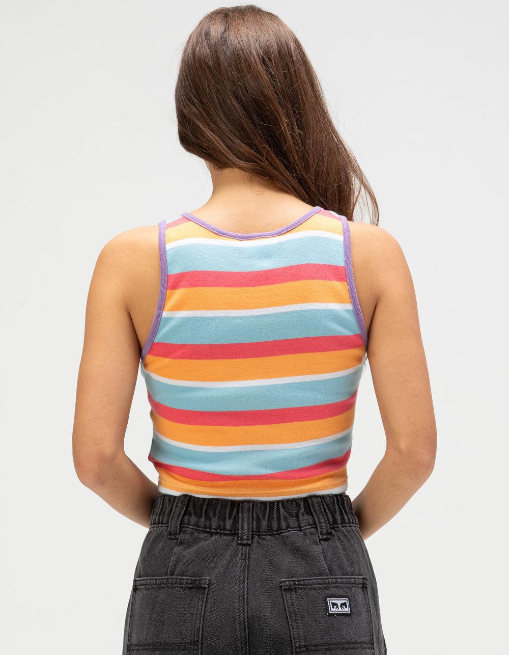 OBEY Mia Womens Crop Rib Tank Top - SKY BLUE Product Image