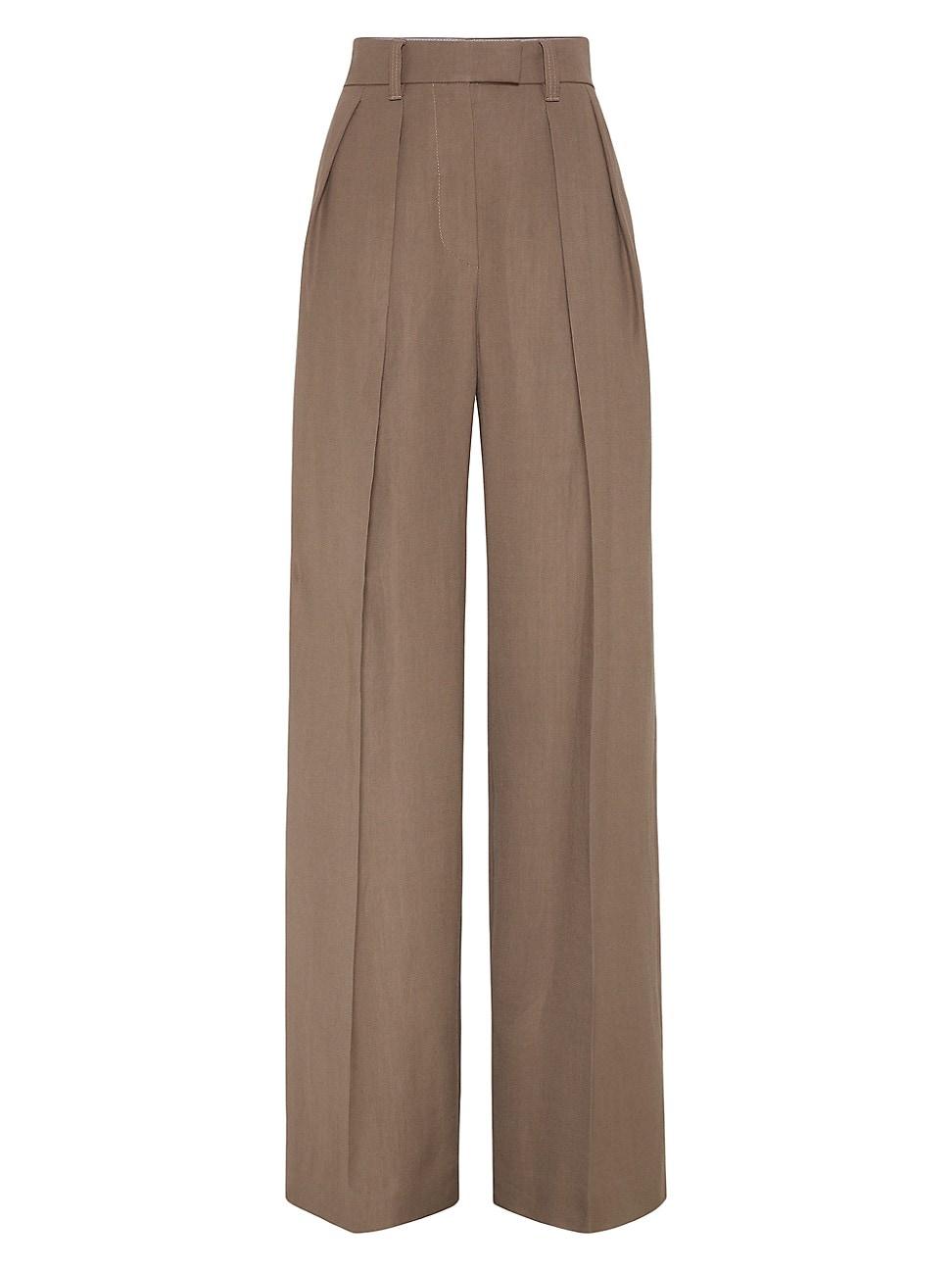 Womens Viscose and Linen Fluid Twill Sartorial Wide Trousers Product Image