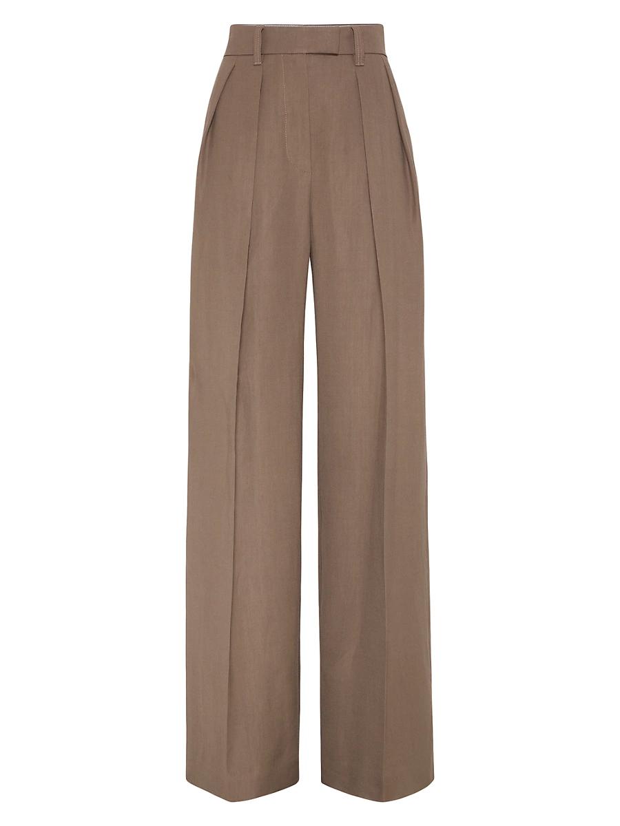 Womens Viscose and Linen Fluid Twill Sartorial Wide Trousers Product Image