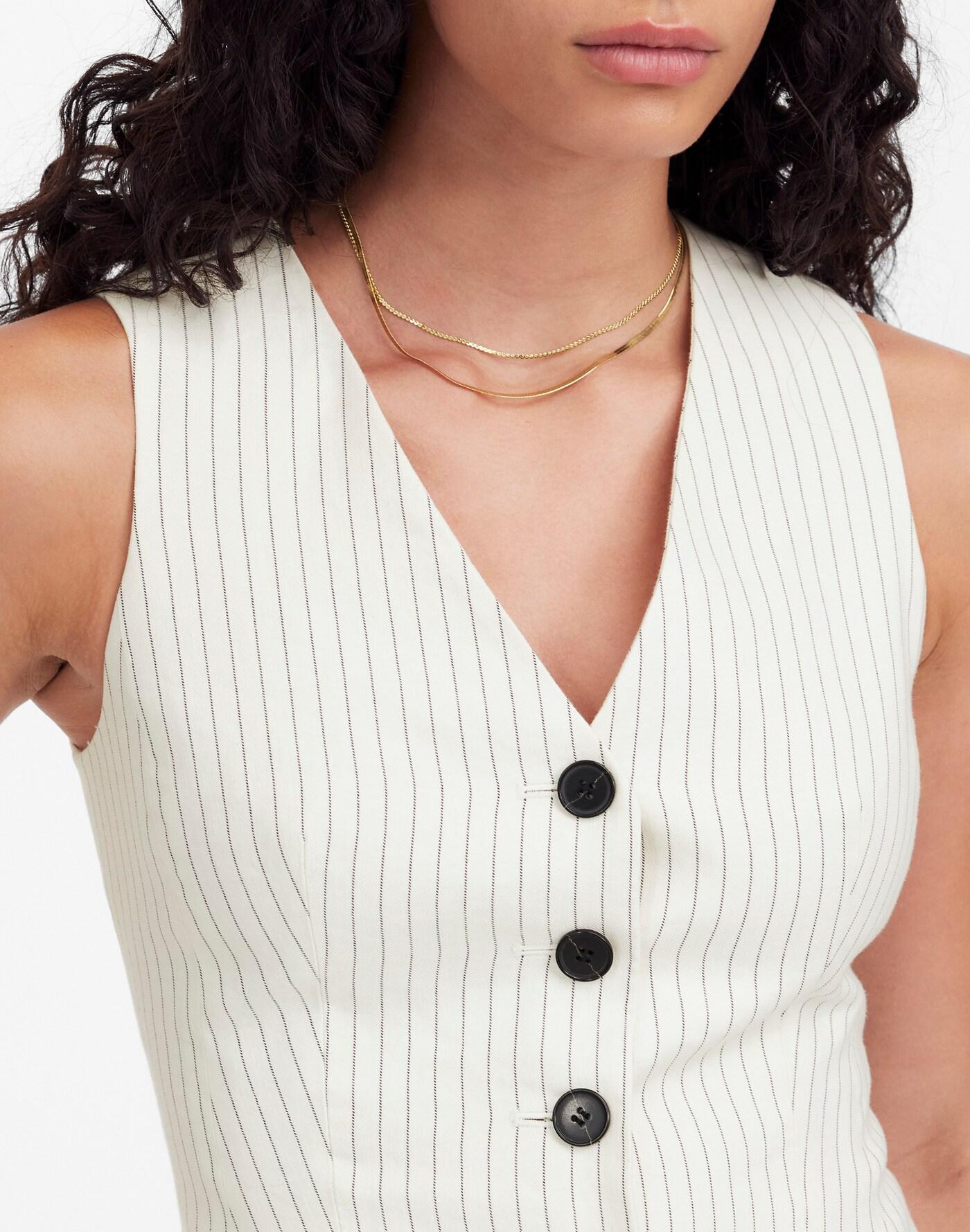 Cutaway Vest in Pinstripe Linen Blend Product Image
