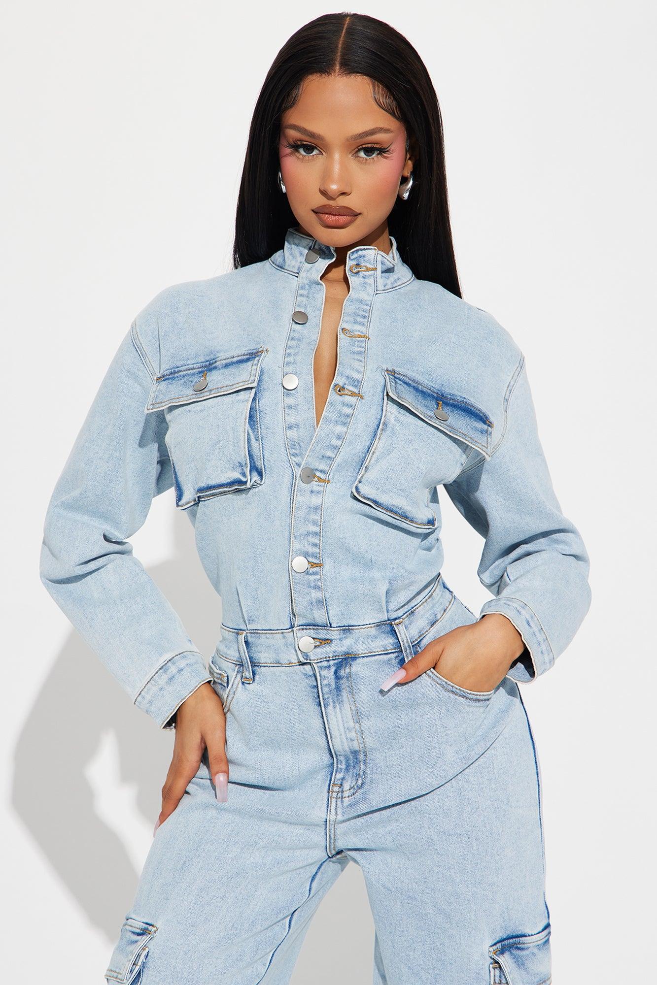 Stunning Allure Denim Jumpsuit - Light Wash Product Image