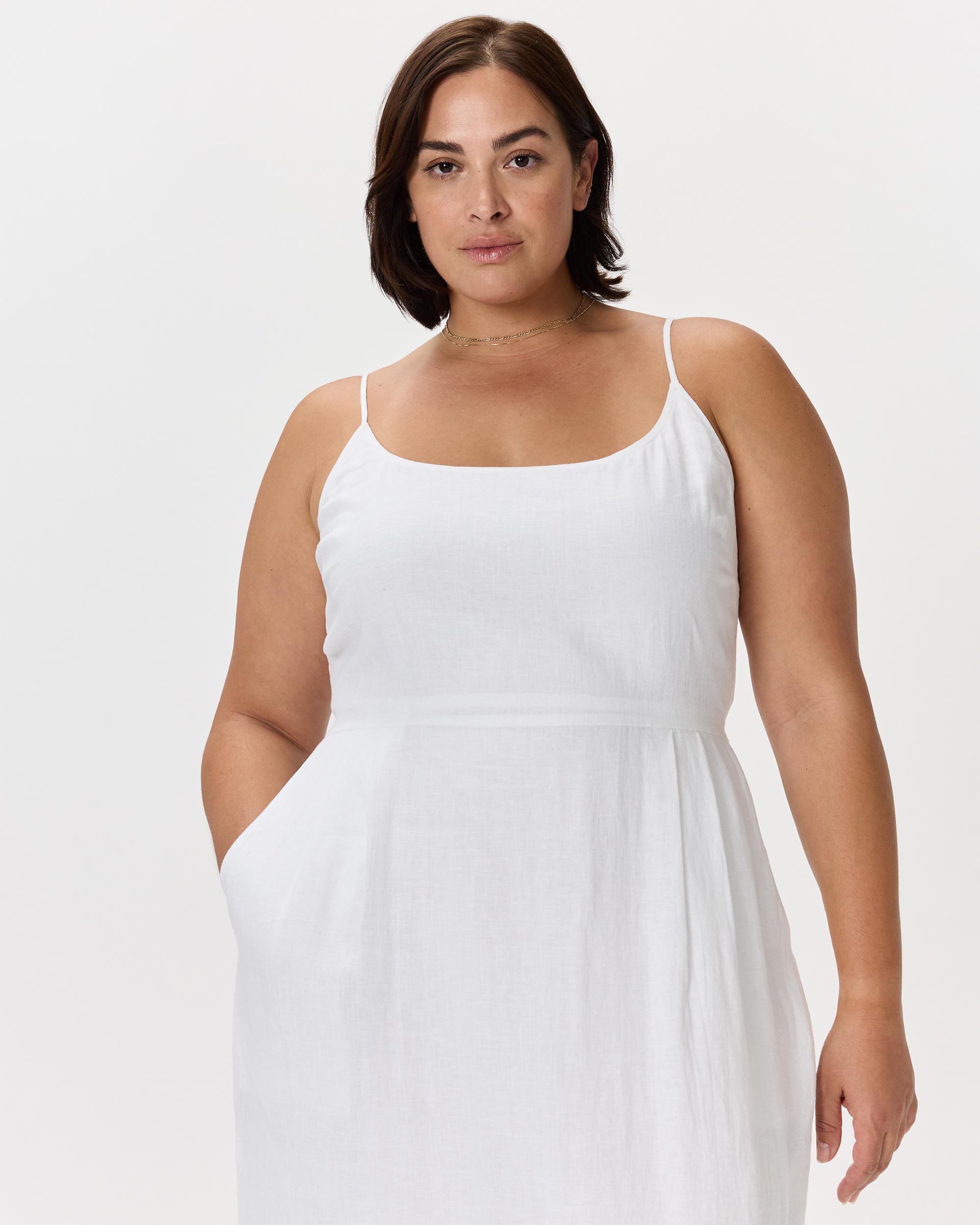 Quince | Women's 100% European Linen Scoop Neck Midi Dress Product Image