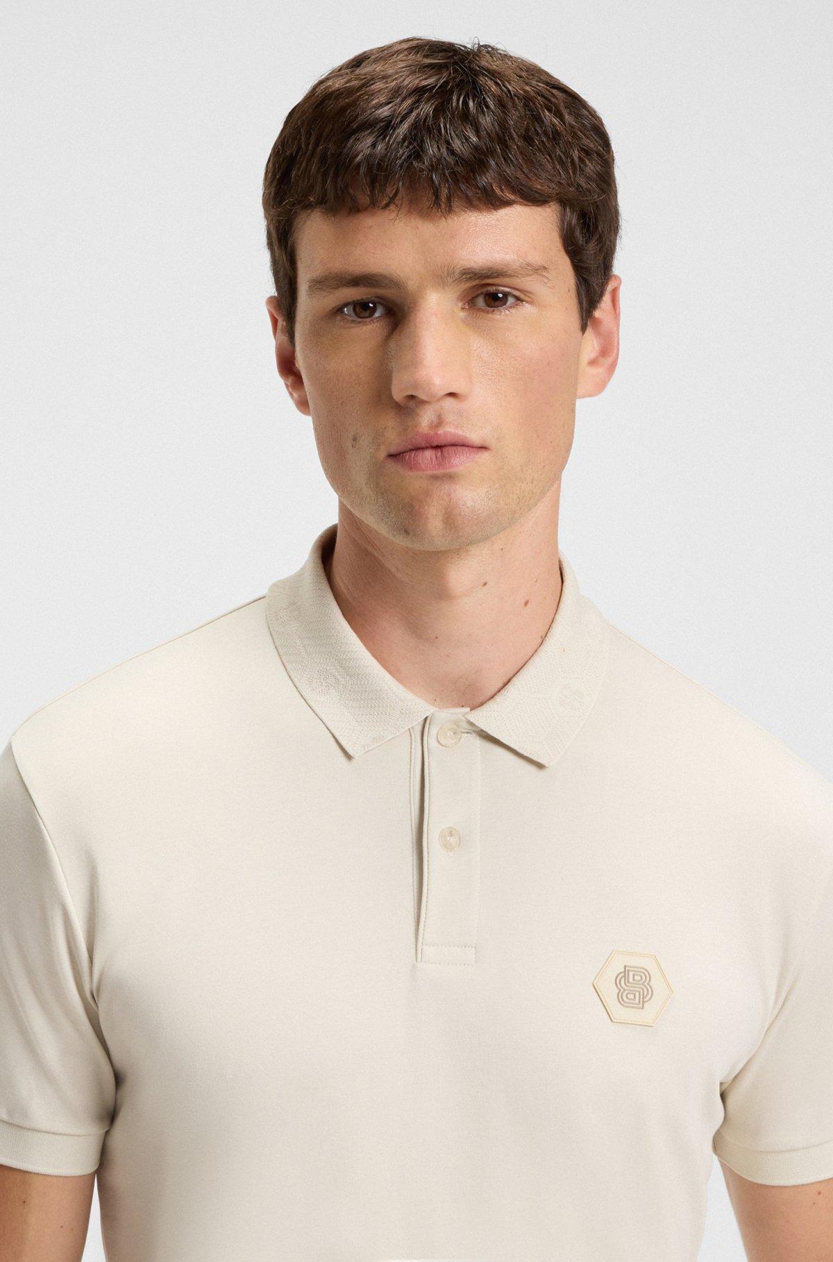 Pima-cotton polo shirt with Double B monogram Product Image