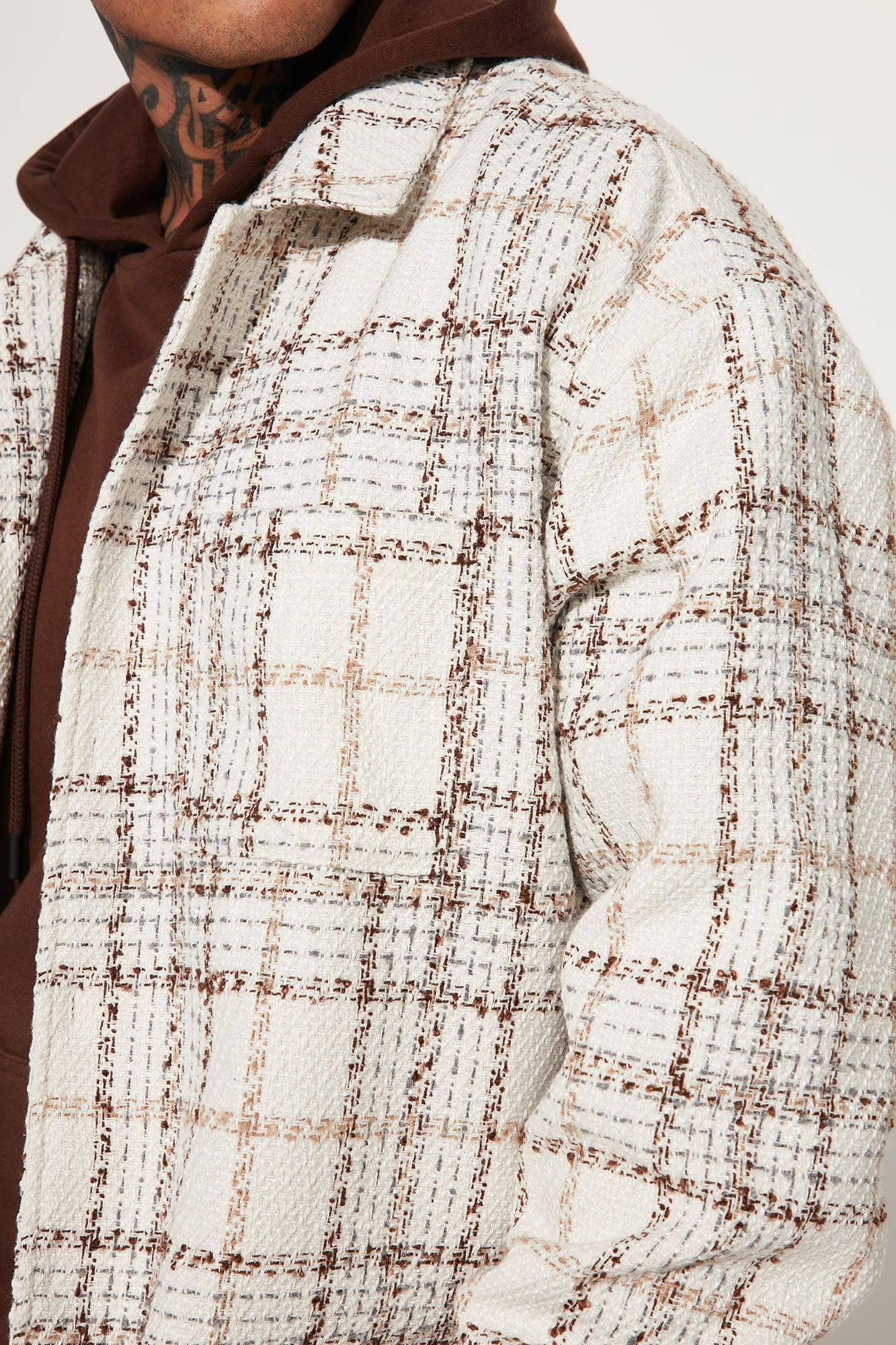 Casual Act Plaid Shacket - White/combo Male Product Image