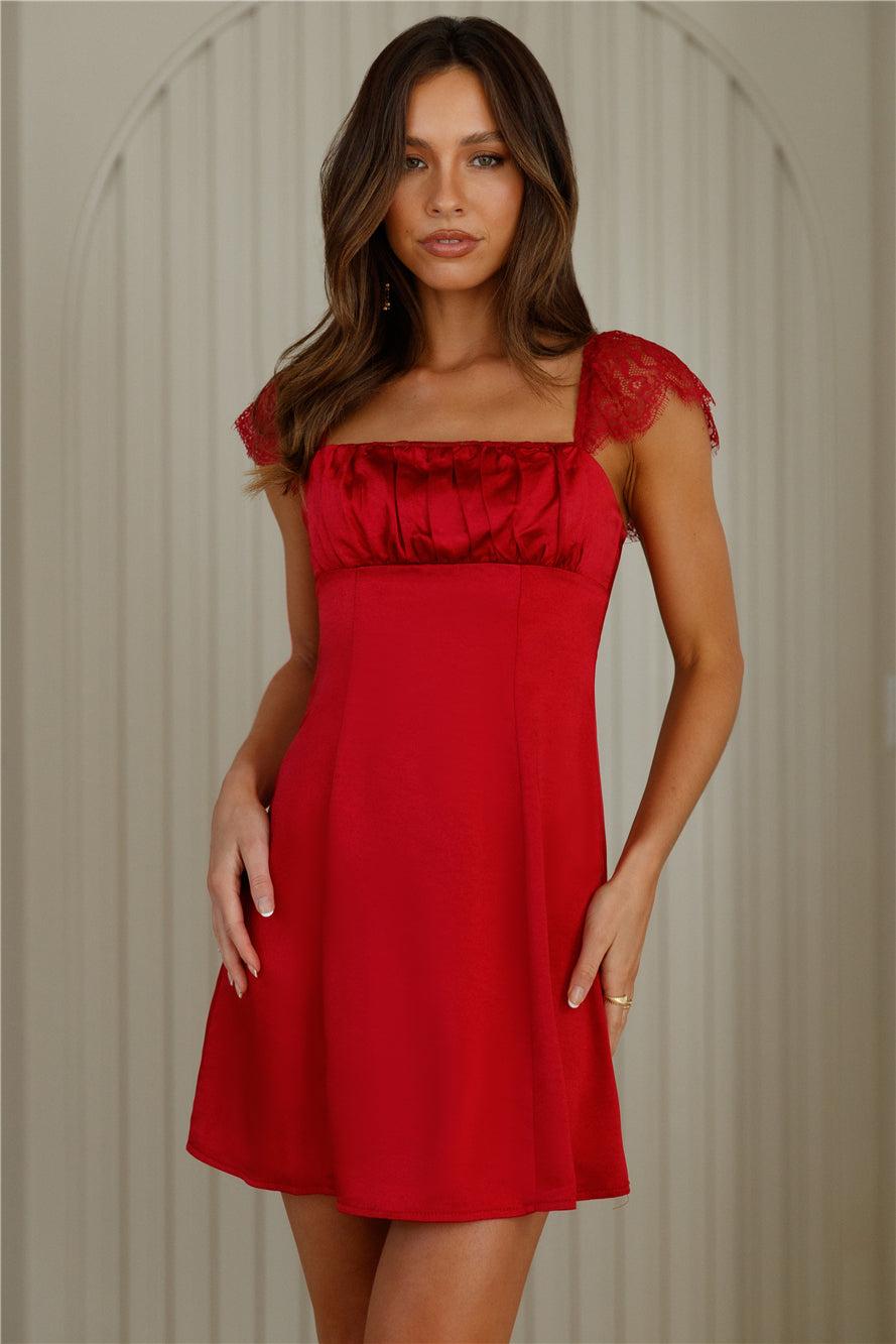 Dainty In The Dark Satin Mini Dress Red Product Image