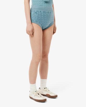 Short Cable Knit Washed Effect Shorts Product Image