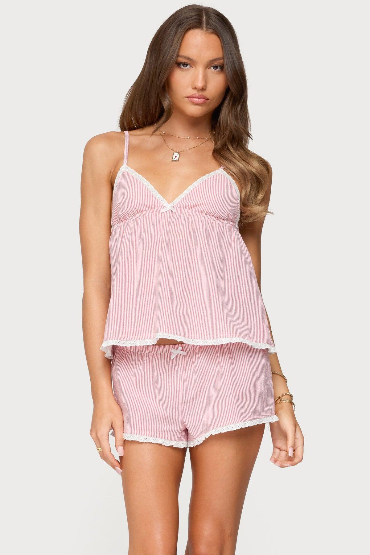 Danna Pinstripe Babydoll Tank Top Product Image