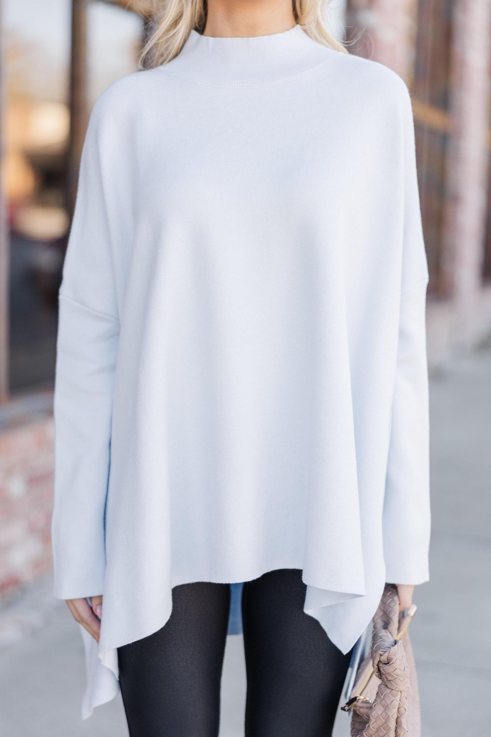 Going With You Light Blue Mock Neck Sweater Female Product Image