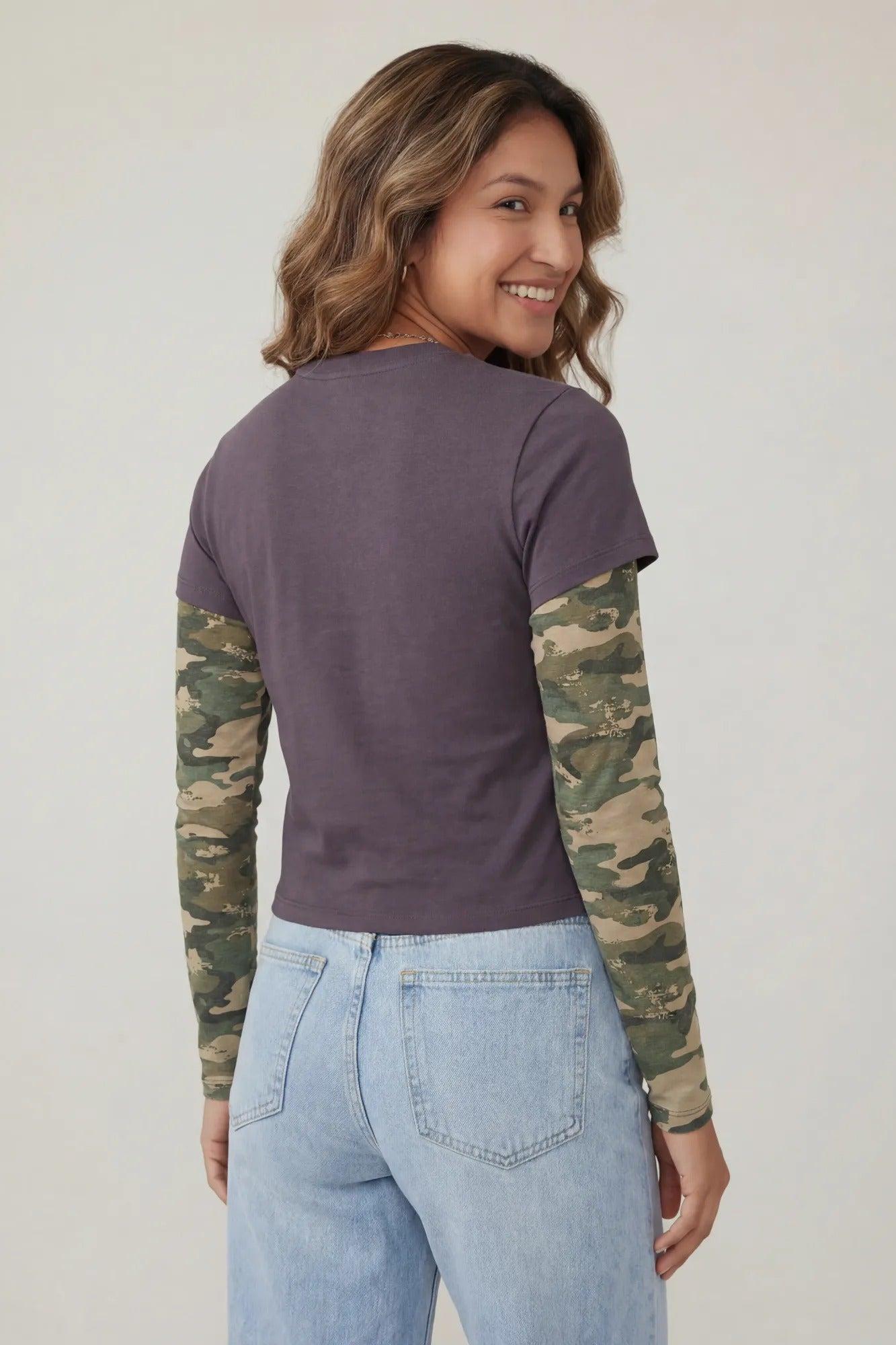 Double Sleeve Graphic T-Shirt Female Product Image