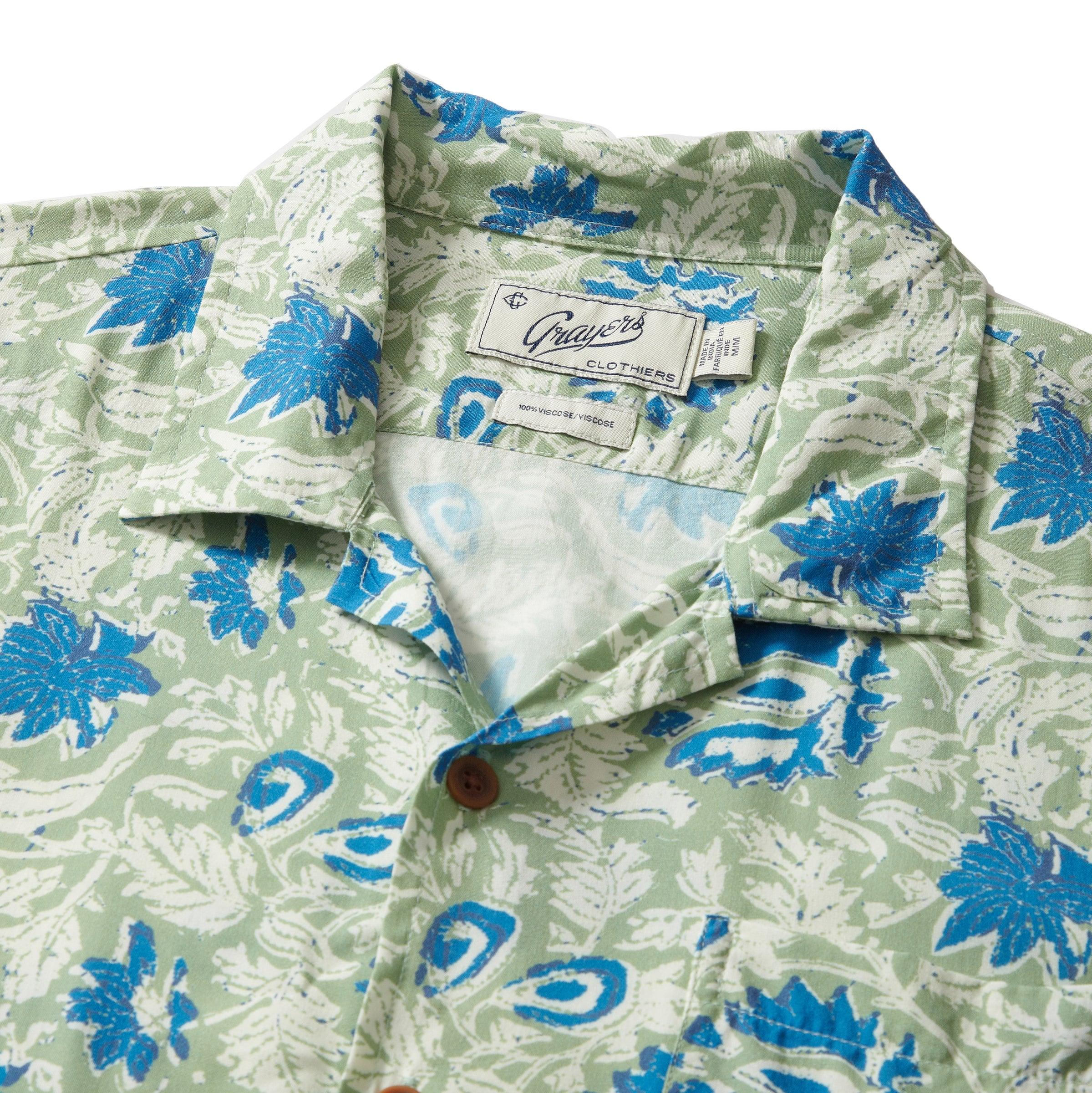 Vintage Hawaiian Camp Collar Shirt - Batik Print Product Image