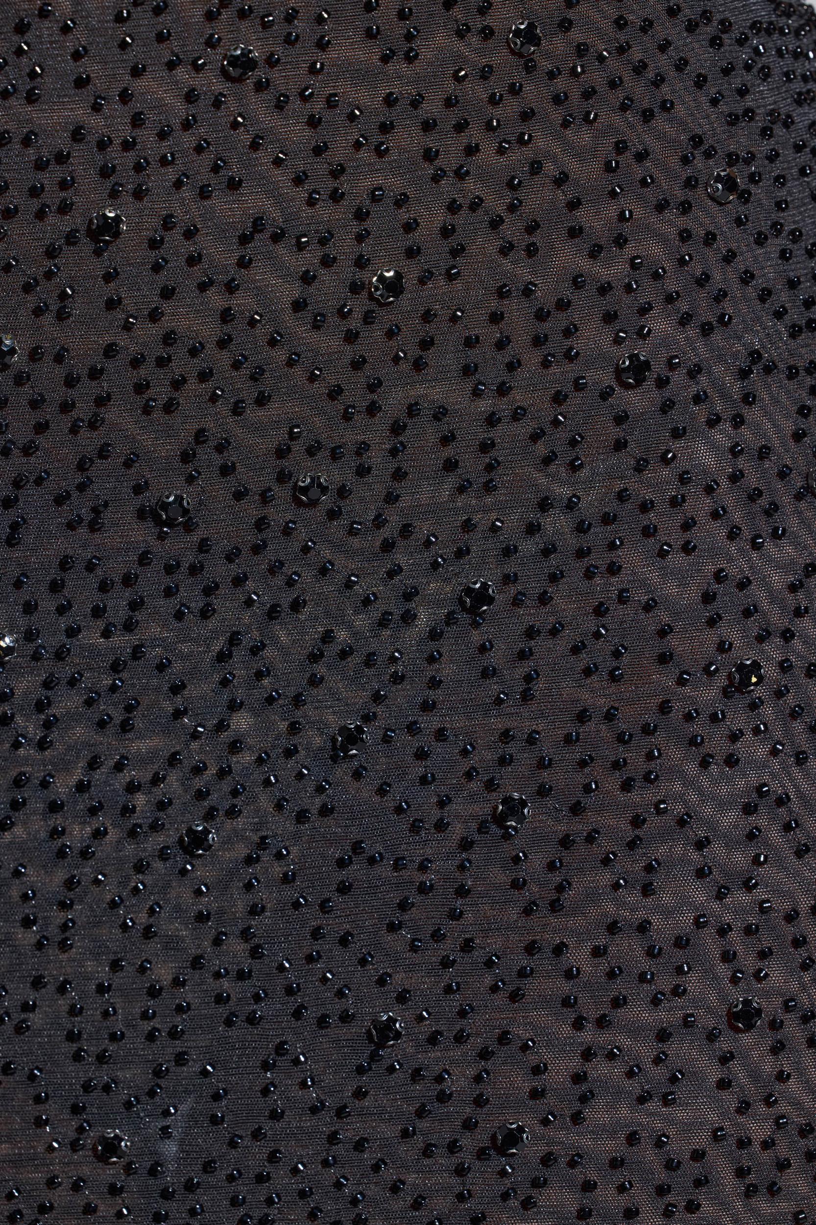 Embellished Plunge Neck Evening Gown in Black Product Image