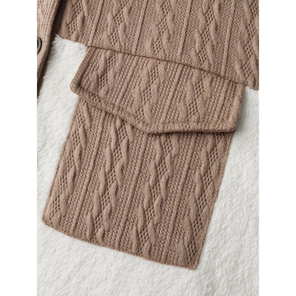 Plus Size Colorblock Chest Pockets Button Jacket Women Beige Texture Loose Patch pocket Casual Jackets BloomChic 26/4X Product Image