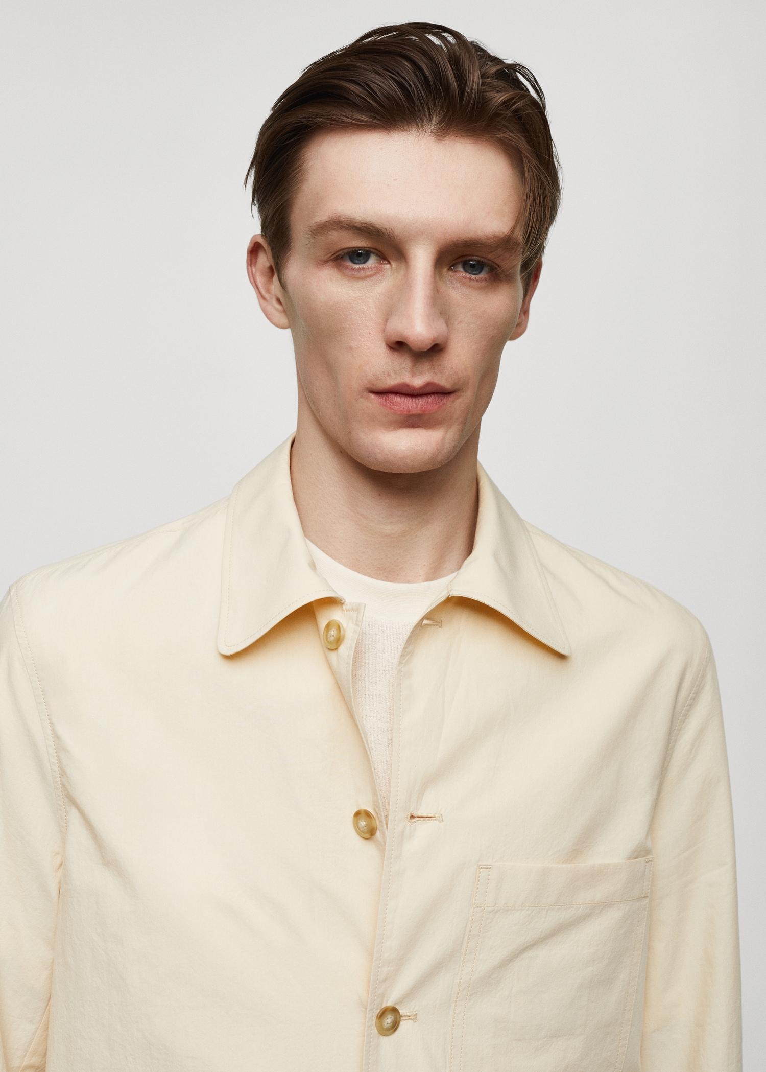 100% cotton overshirt with pocket - Men | MANGO USA Product Image