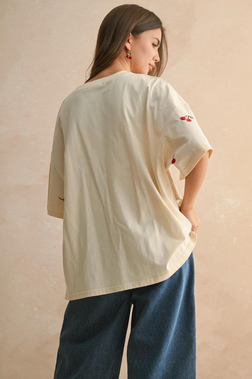 Cherry Embroidered Tee Product Image