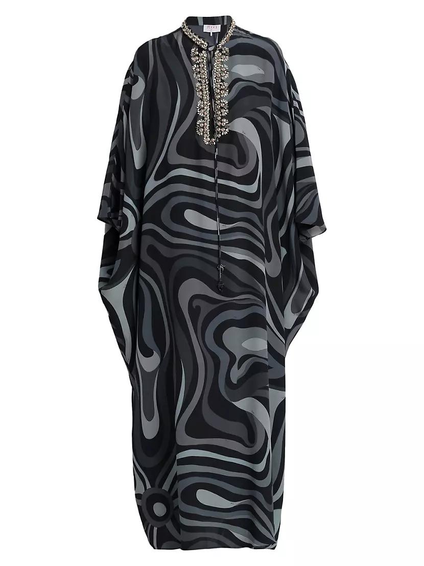 Womens Crystal-Embellished Silk Caftan Product Image