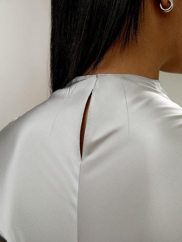 LILYSILK Silk Shirt Women - Silvergray Silk - Casual Asymmetrical Hem Shirt 6 Product Image