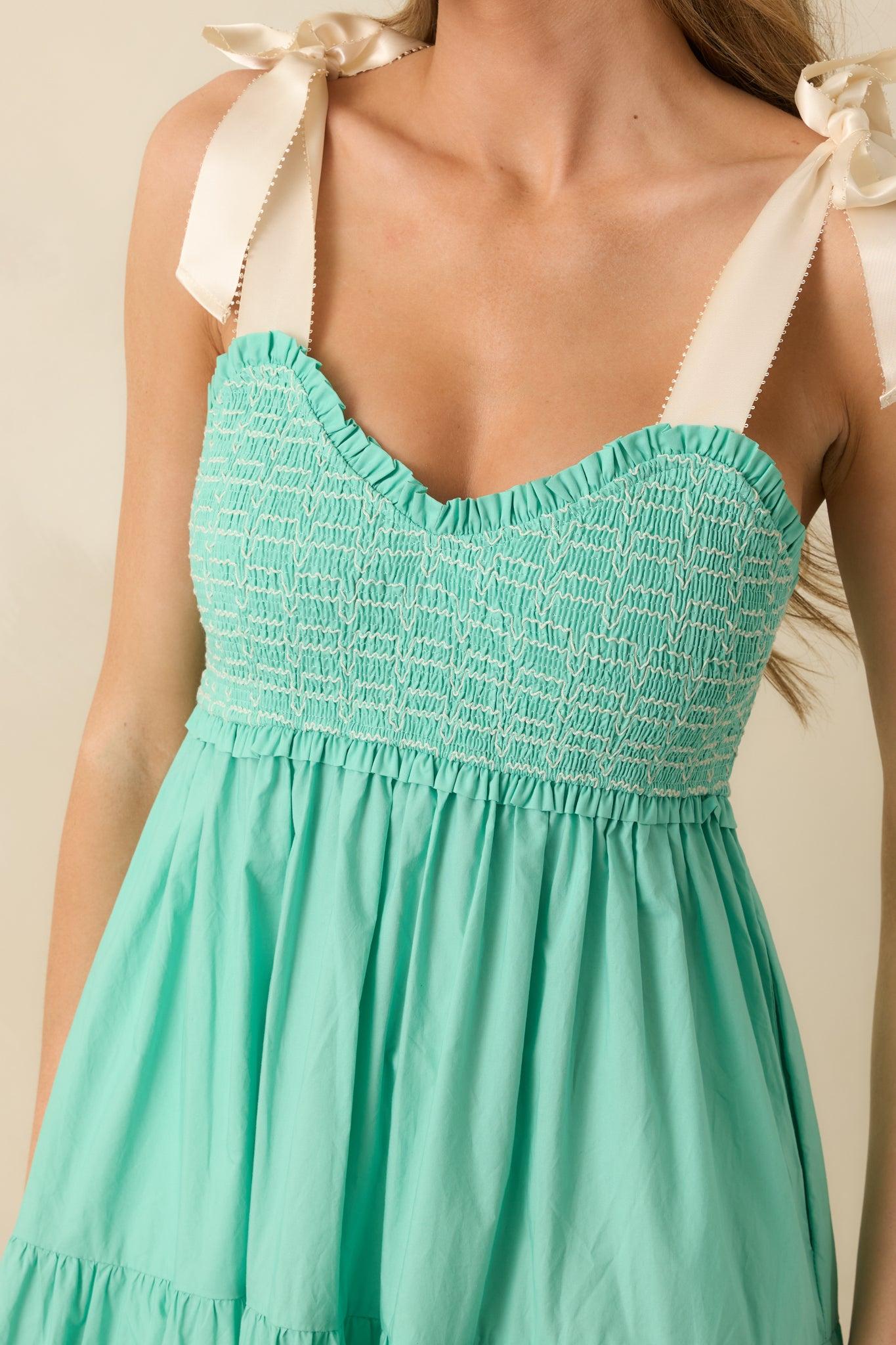 The Felicity Mint Green Cotton Midi Dress Product Image