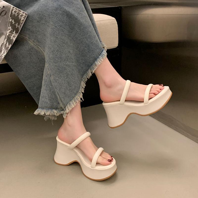 Platform Wedge Heel Slide Sandals Product Image