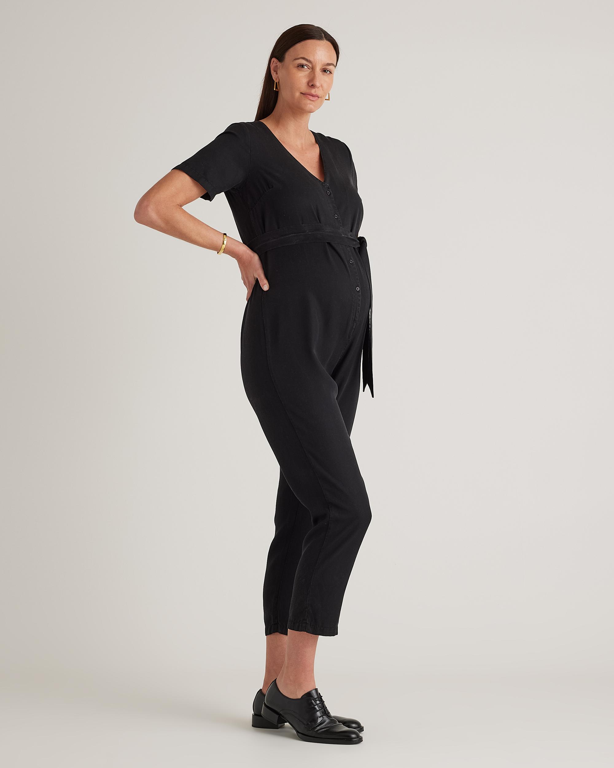 Quince | Women's Vintage Wash Tencel Button Front Maternity Jumpsuit Product Image