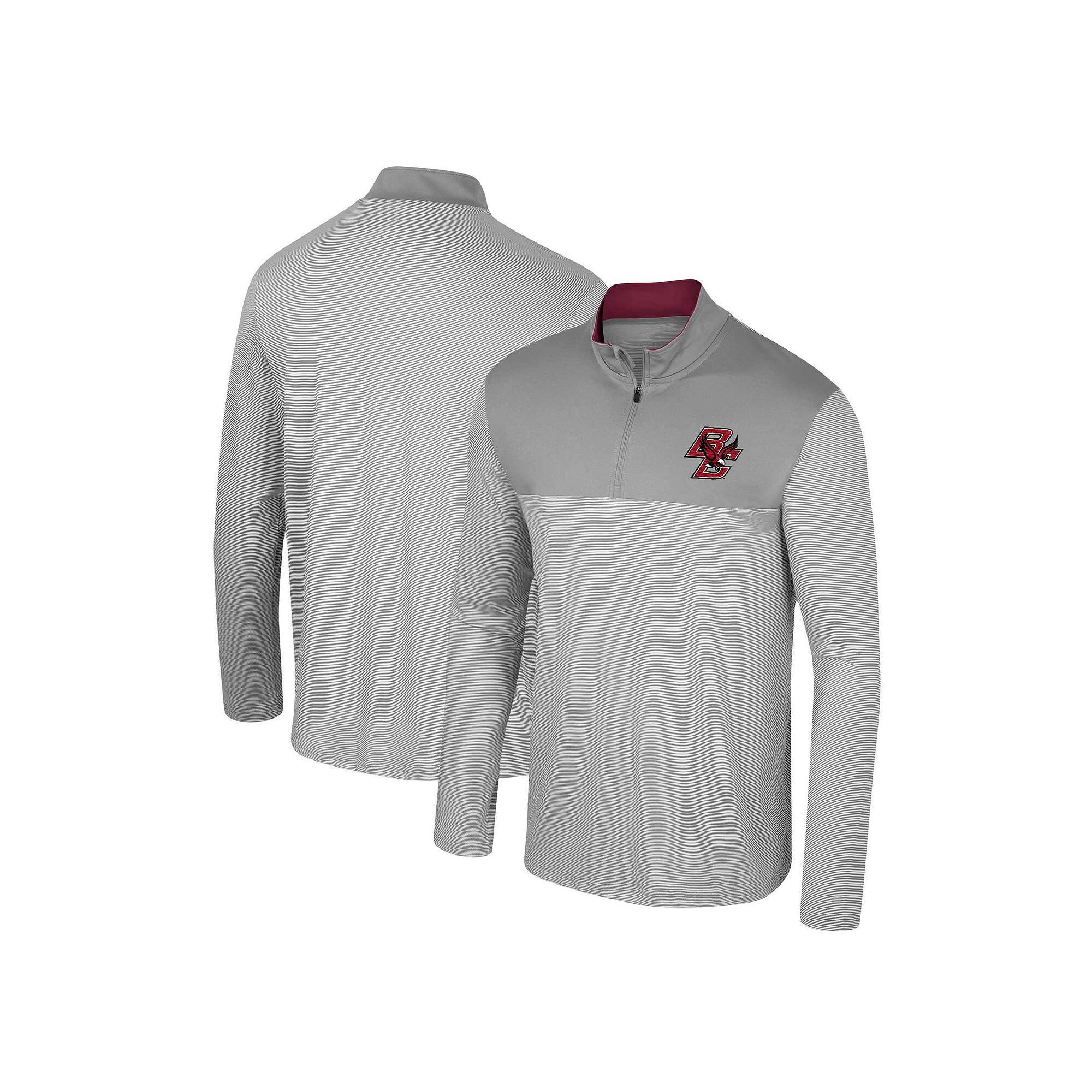 Men's Colosseum Gray Boston College Eagles Tuck Quarter-Zip Top, Size: XL, Grey Product Image