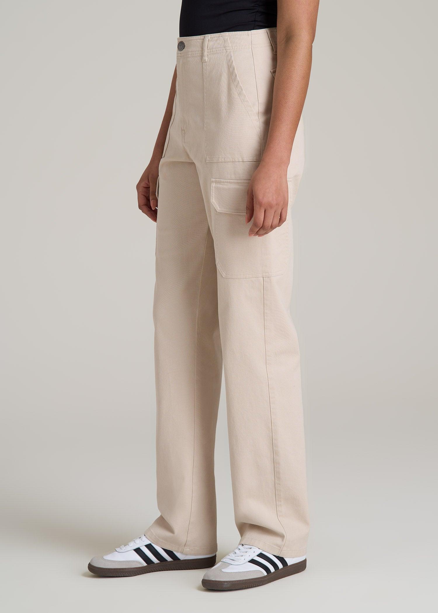 Straight Leg Cargo Chino Pants for Tall Women in Soft Beige Female Product Image