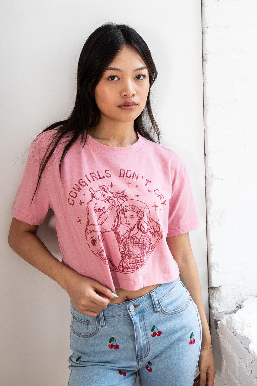 Cowgirls Don't Cry Crop Tee Product Image