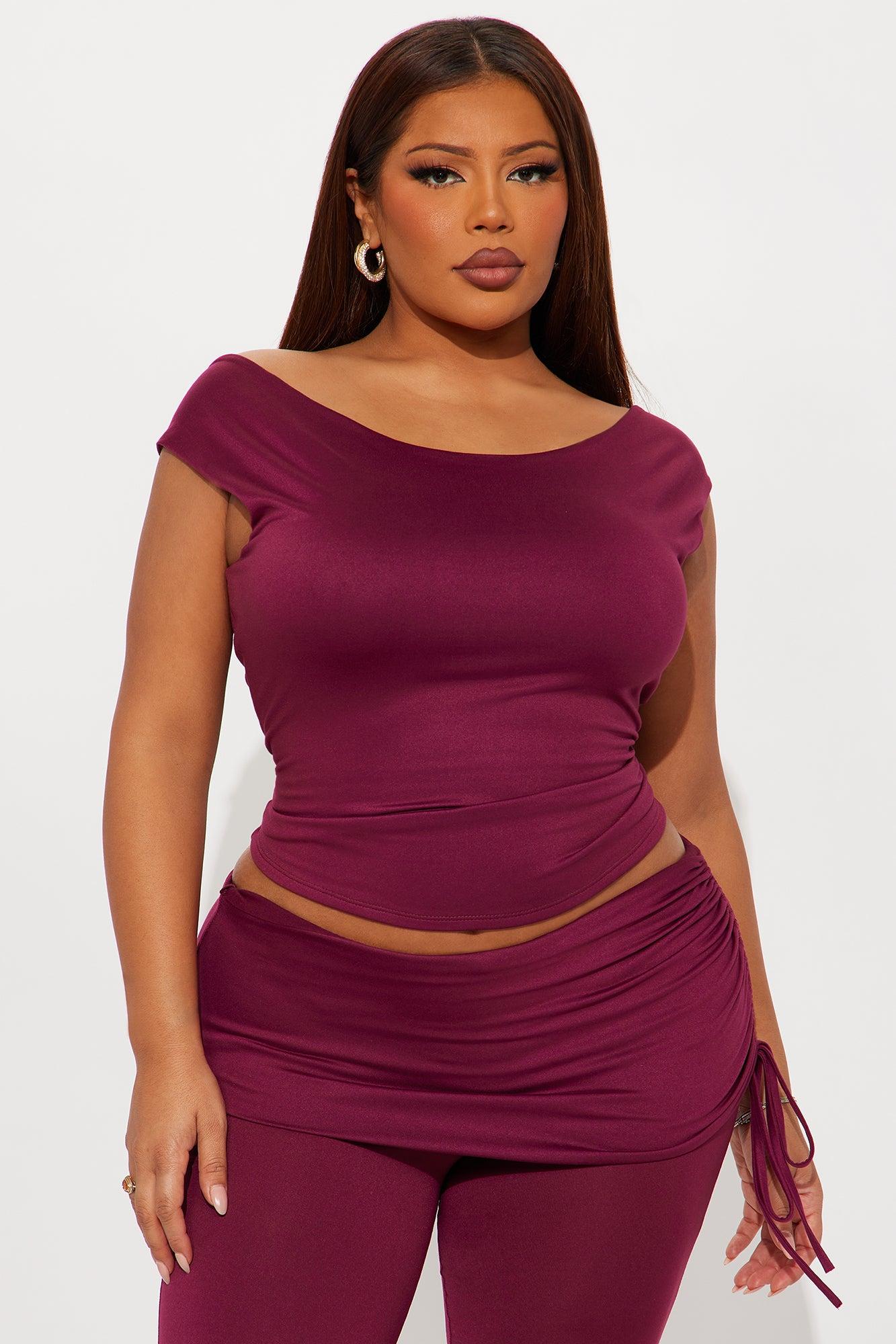 Looking Back Backless Pant Set - Burgundy Female Product Image